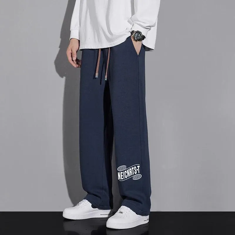 Pants men's spring, autumn and winter 2024 new fashion brand loose drape straight wide-leg black casual trousers