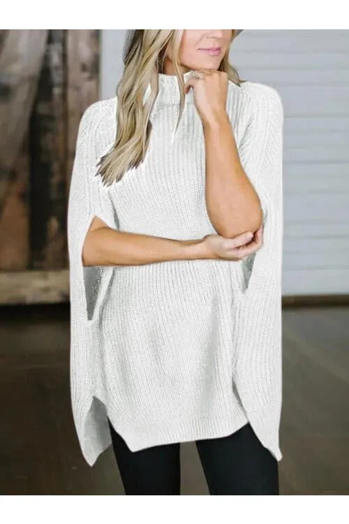 Turtleneck Slit Sweater