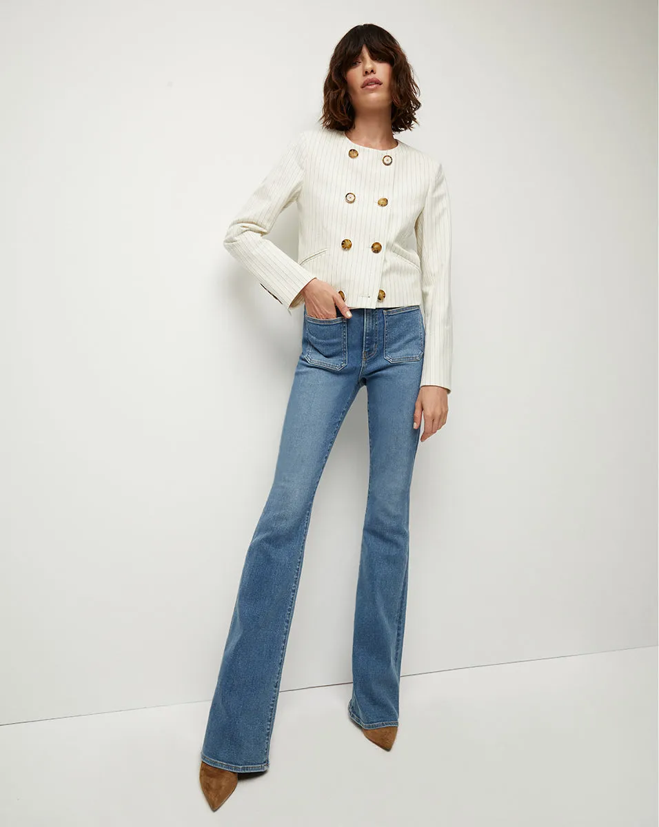 Winslow Pinstriped Collarless Jacket